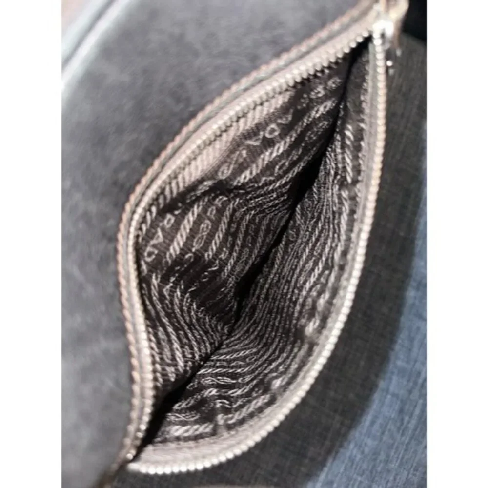 Prada Canapa Messenger‎ Bag Jacquard Brown Canvas Leather With Logo Vintage